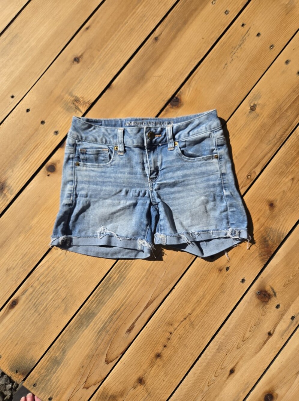 American Eagle Outfitters Washed Blue Denim Cutoff Shorts